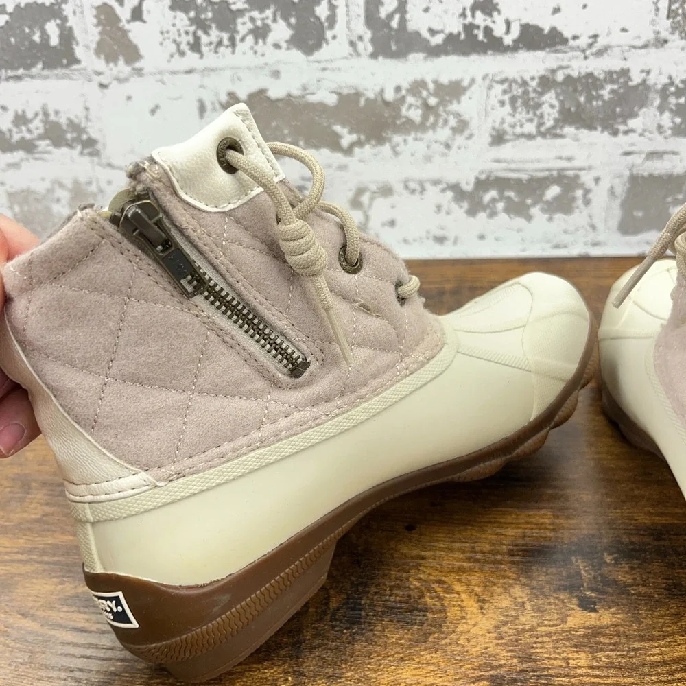 Sperry Duck Boots Women Size 5 Top Sider Syren Gulf Wool Quilt Oatmeal  STS82538